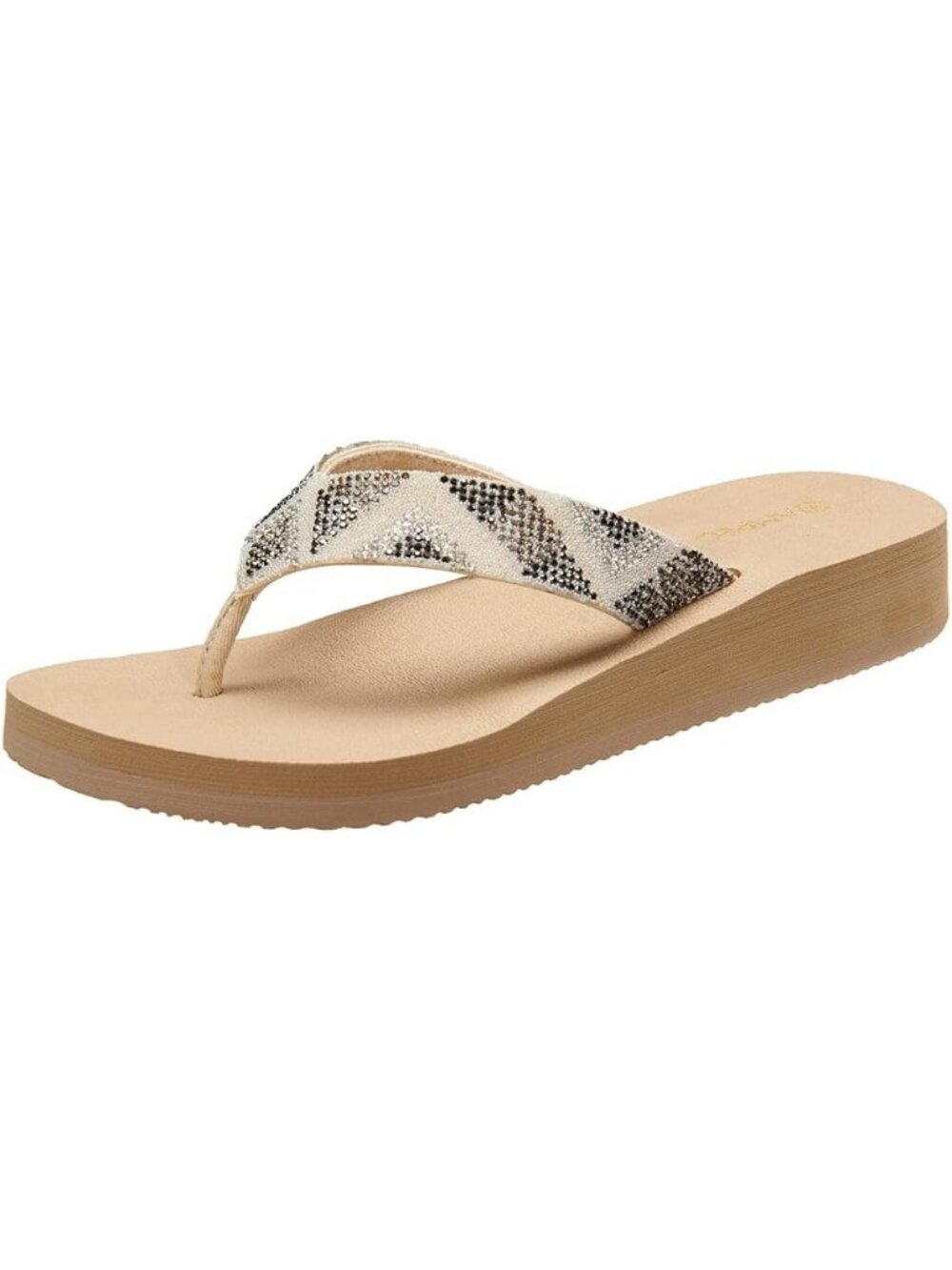 Women's Gemstone Apricot Comfortable Flip Flops Summer Casual Beach Thong Sandal